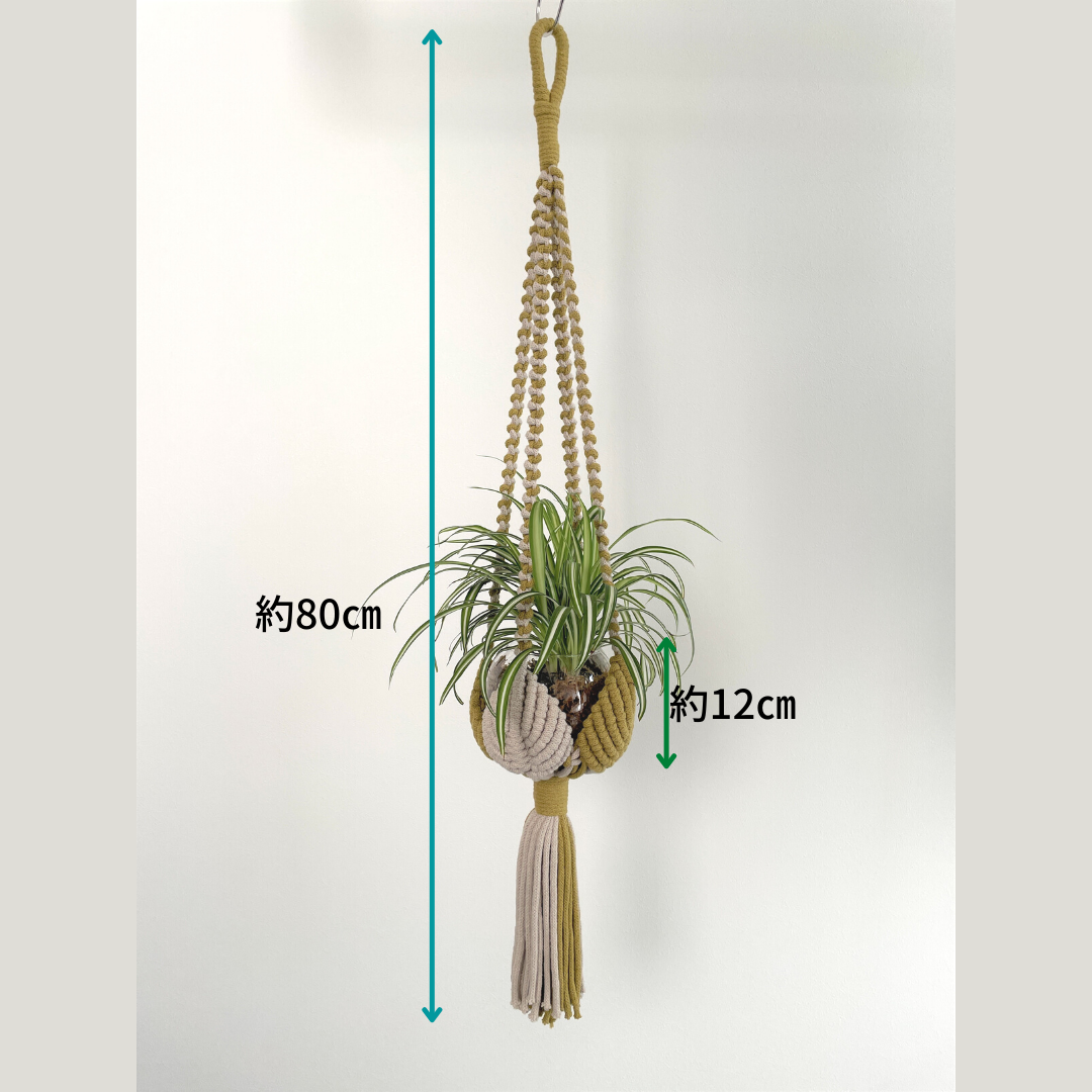 マクラメプラントハンガー _キウイ×ベージュ