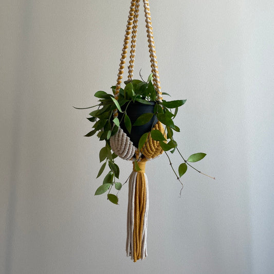 マクラメプラントハンガー _マスタード×ベージュ